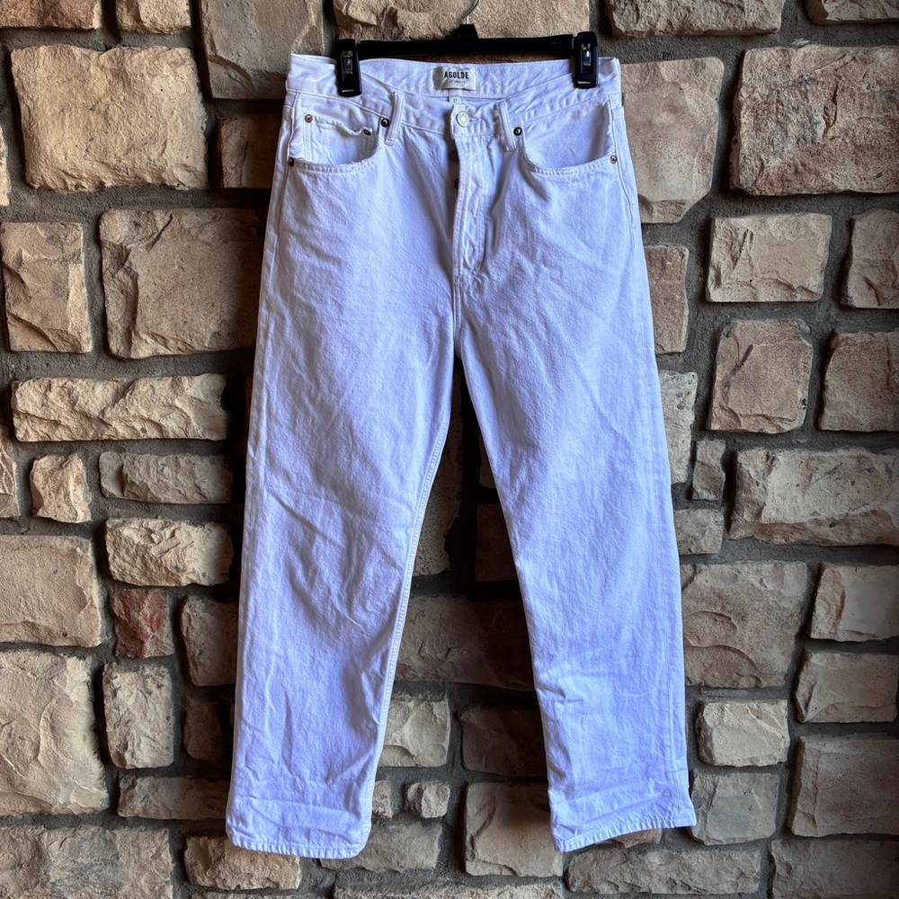 Agolde High-Rise 90’s Button Fly Jeans in White